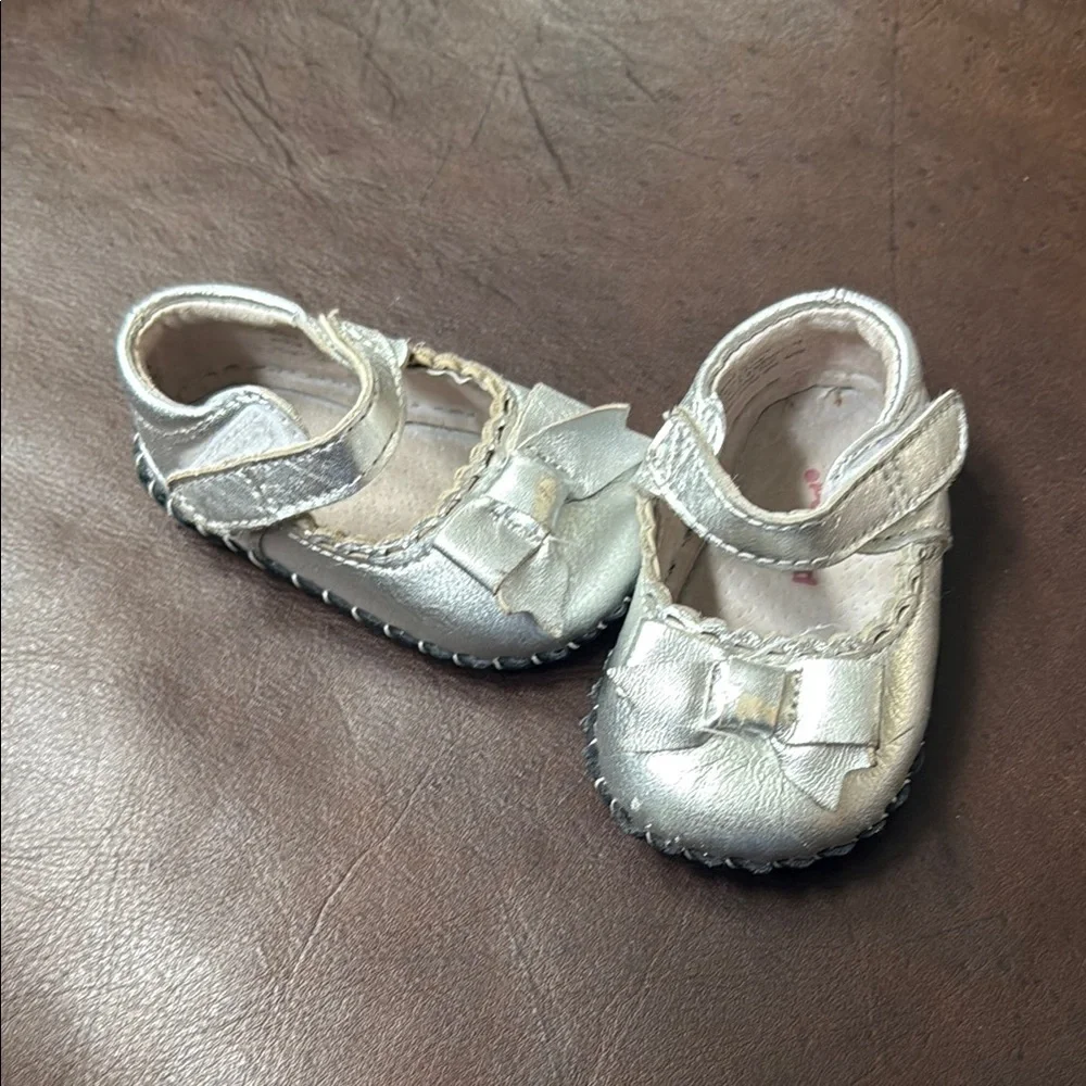 Pediped Betty Marry Jane Toddler Girl Size 0-6 Formal Dress Flats Silver